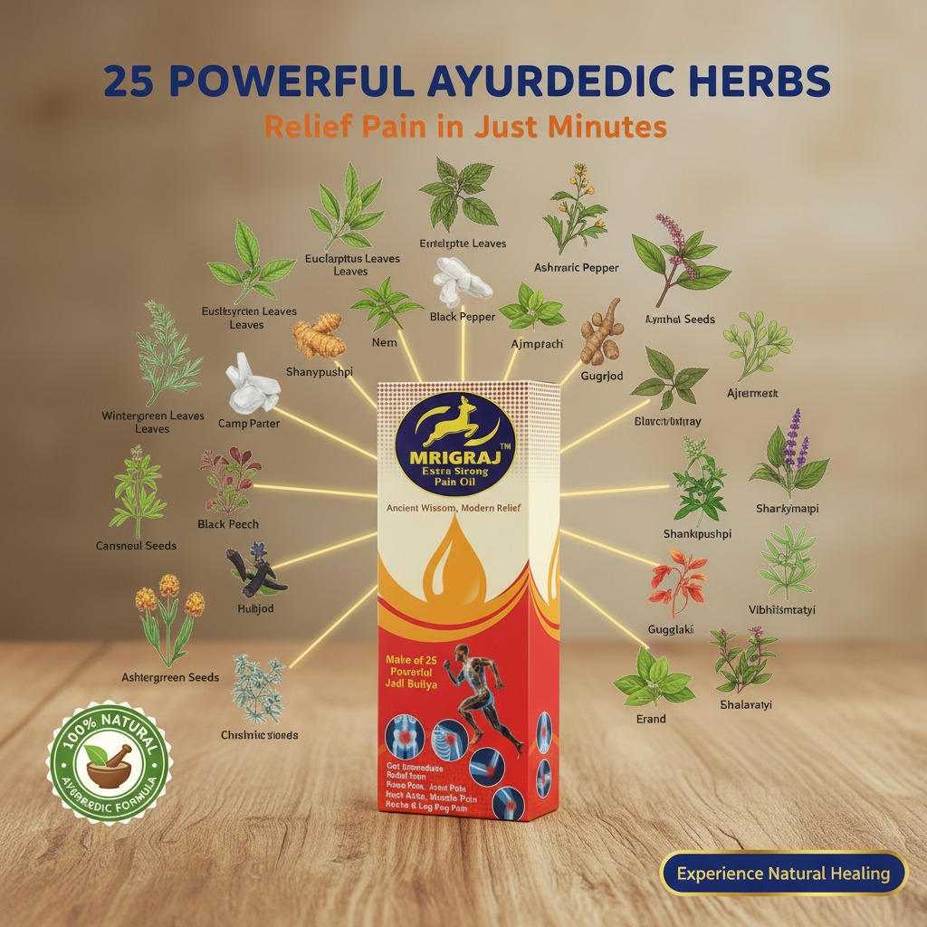 Mrigraj Extra Strong Pain Relief Oil – 25 Ayurvedic Herbs for Deep Joint & Muscle Relief