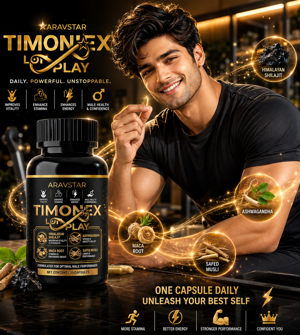 Timonex Long Play Capsule | Shilajit, Ashwagandha & Safed Musli | 30 Count