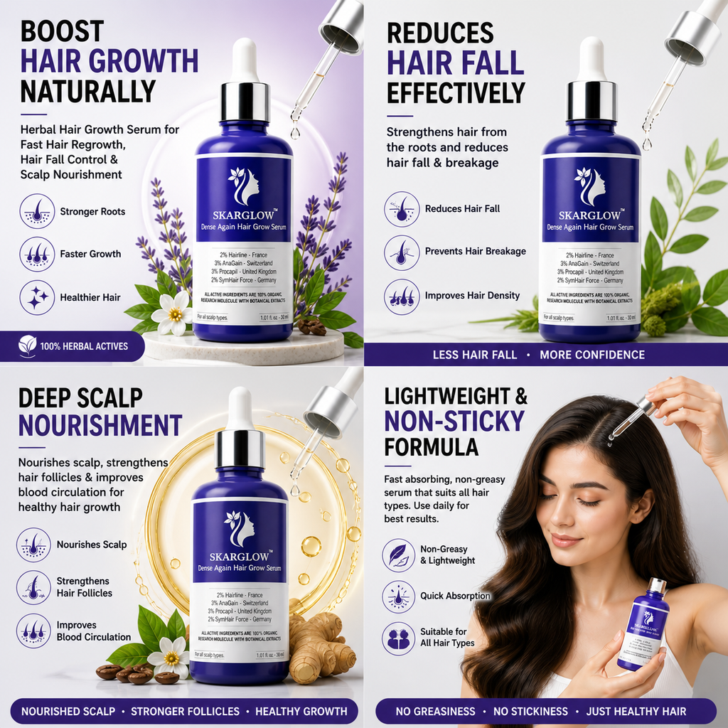 SKARGLOW Hair Growth Serum for Men & Women | Controls Hair Fall & Boosts Hair Growth