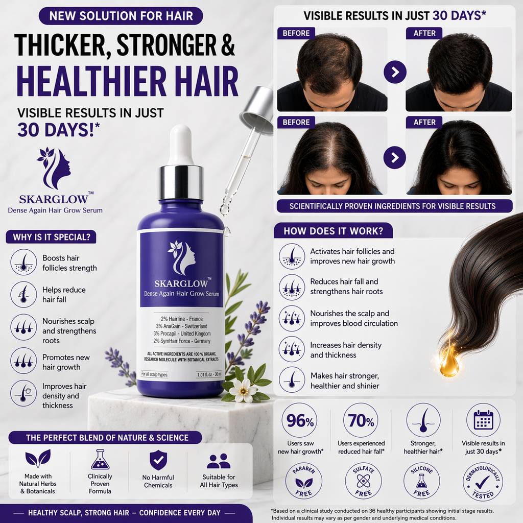 SKARGLOW Hair Growth Serum for Men & Women | Controls Hair Fall & Boosts Hair Growth