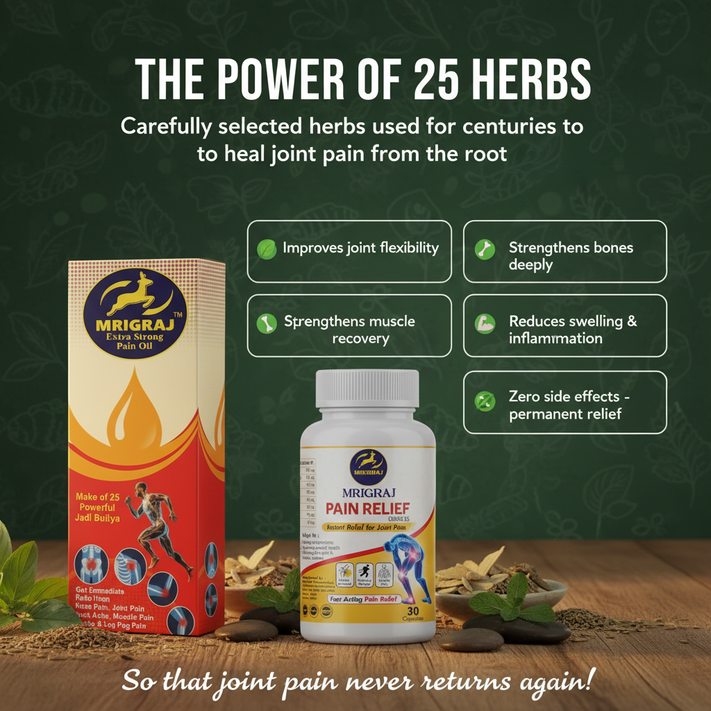 Mrigraj Ayurvedic Joint Wellness Oil & Herbal Capsules Combo
