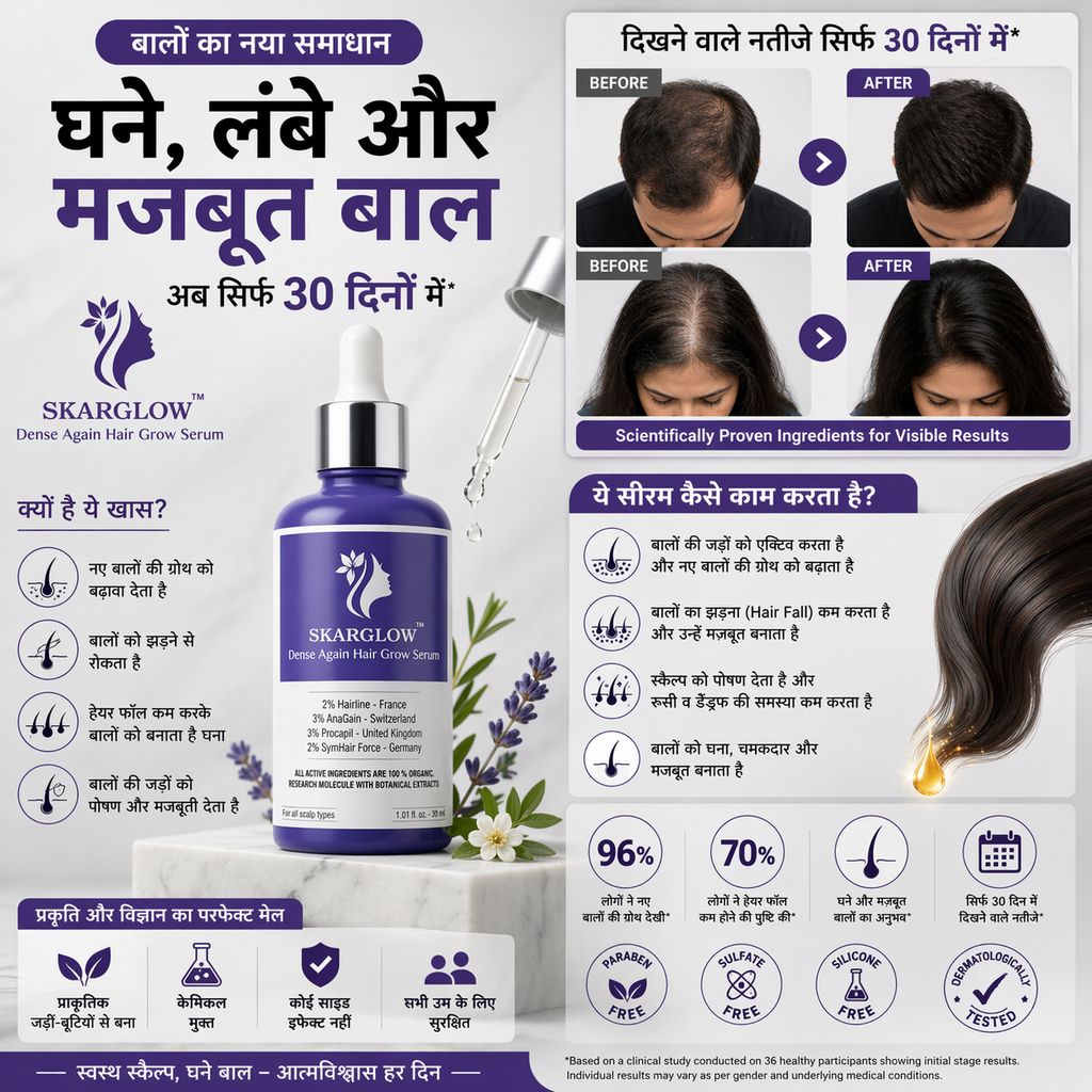 SKARGLOW Hair Growth Serum for Men & Women | Controls Hair Fall & Boosts Hair Growth